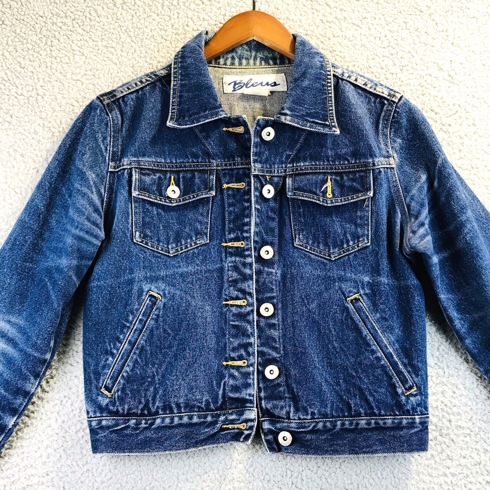 Express Bleus Jacket Small Womens Girls Button Pockets Blue Denim Long Sleeve